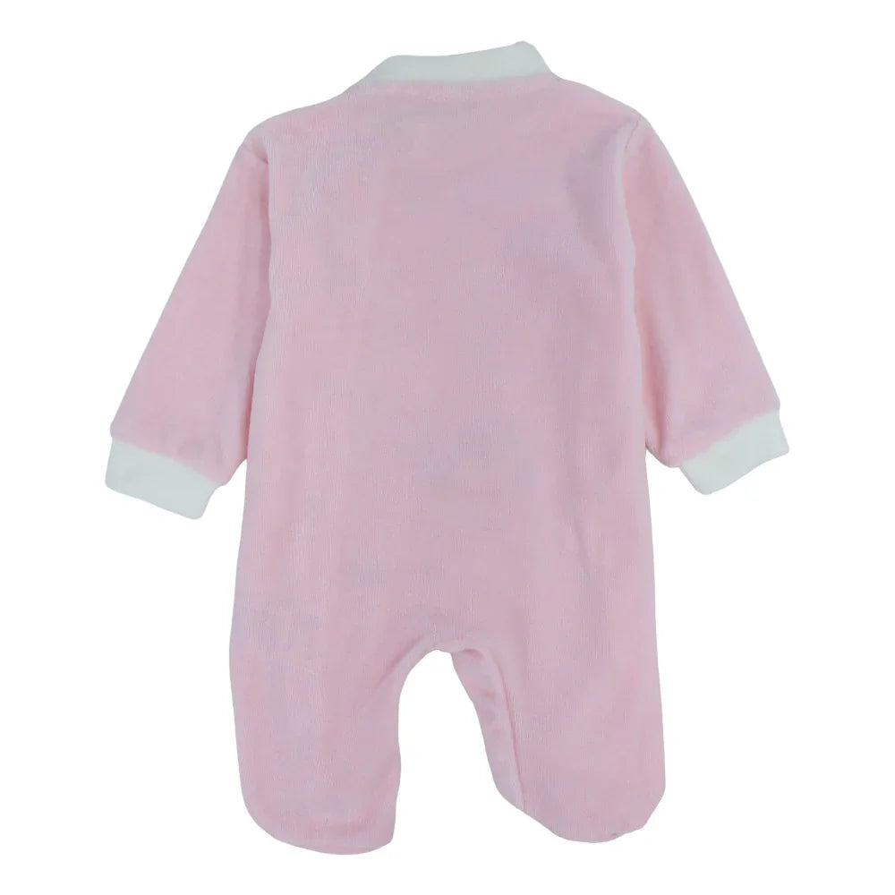 Baby Girls Velvet Baby Footie – Rabbit & Owl Design