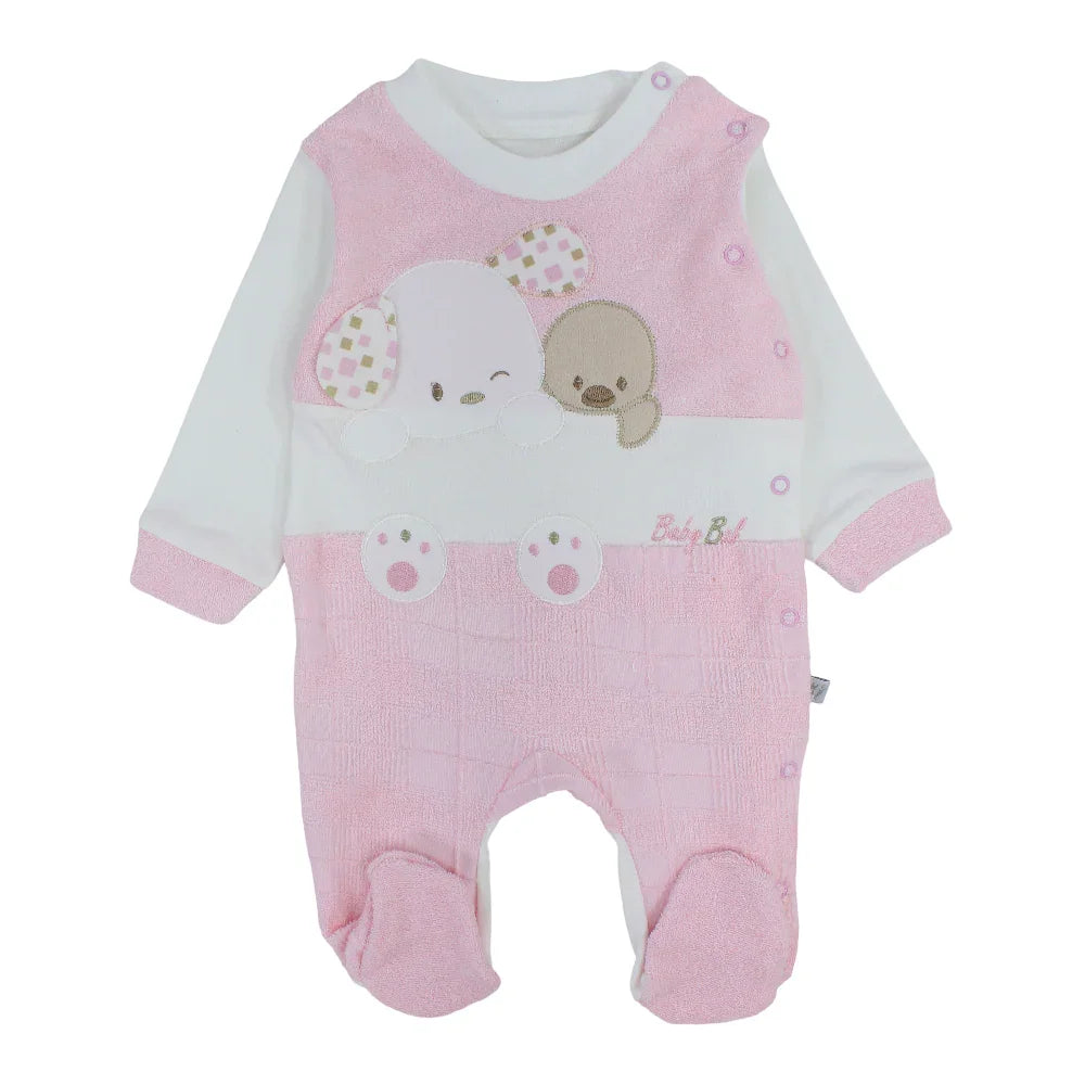 Unisex Baby Cotton Baby Footie – Dog & Duck Design