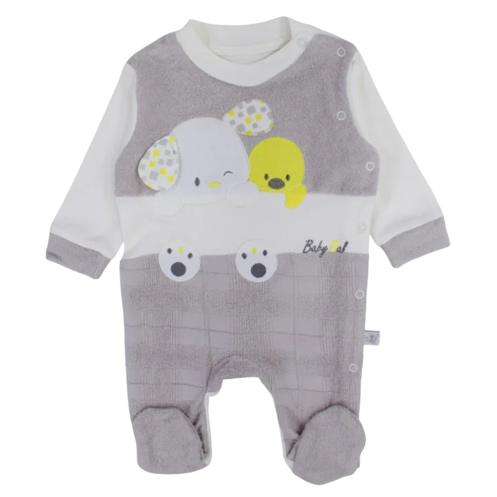 Unisex Baby Cotton Baby Footie – Dog & Duck Design