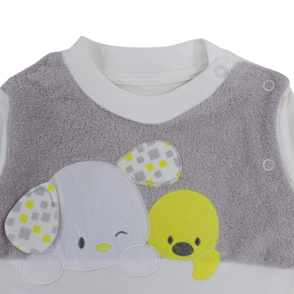 Unisex Baby Cotton Baby Footie – Dog & Duck Design