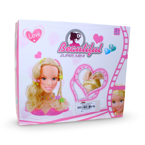 Super Mini Beautiful Hair Styling and Makeup Doll Head Set – Pink