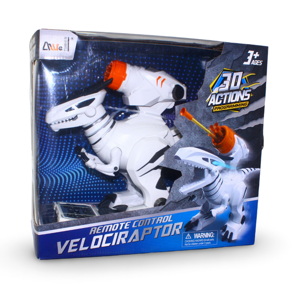 RC Velociraptor Robot Toy – White