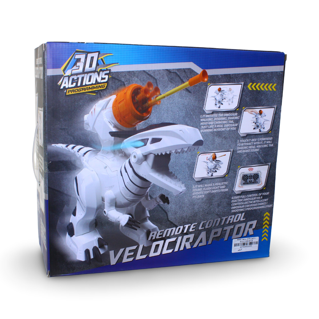 RC Velociraptor Robot Toy – White