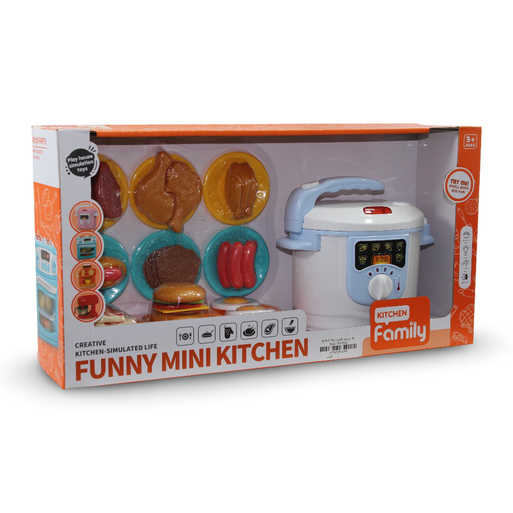 Funny Mini Kitchen – White/Blue Pressure Cooker with Light & Sound
