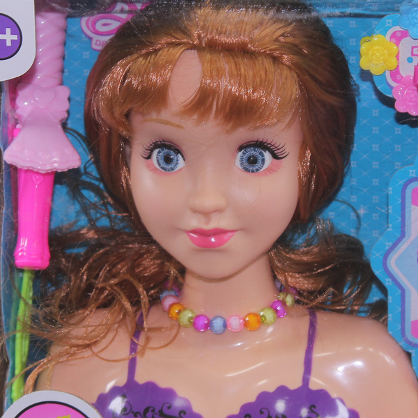 Doll Head with Accessories - Purple