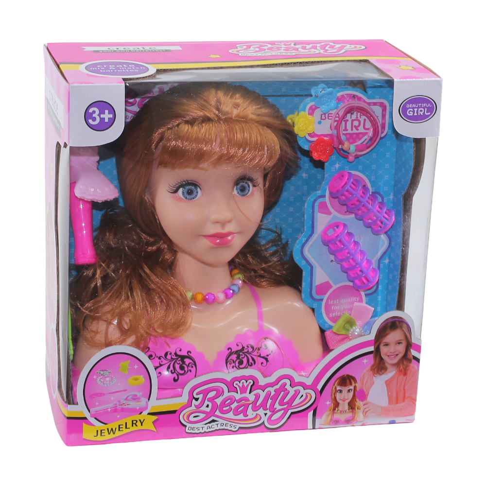 Doll Head with Accessories - Pink