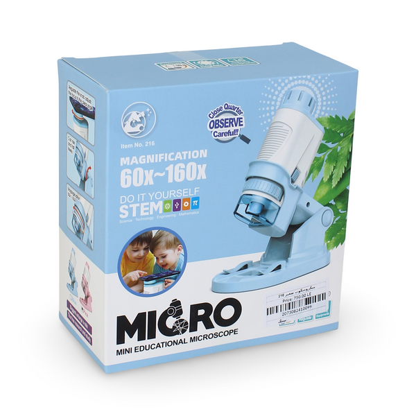 Micro Mini Educational Microscope Kit 60x to 160x STEM Learning – Pink