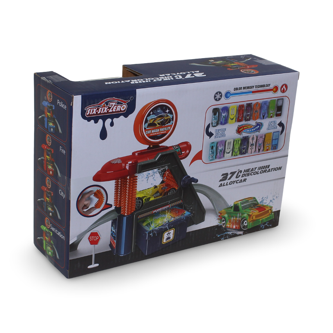 Car Wash Toy Set with Color-Changing Car 28 Pcs – Green