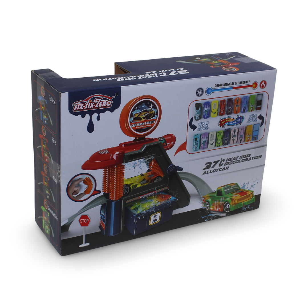 Car Wash Toy Set with Color-Changing Car 28 Pcs – Orange