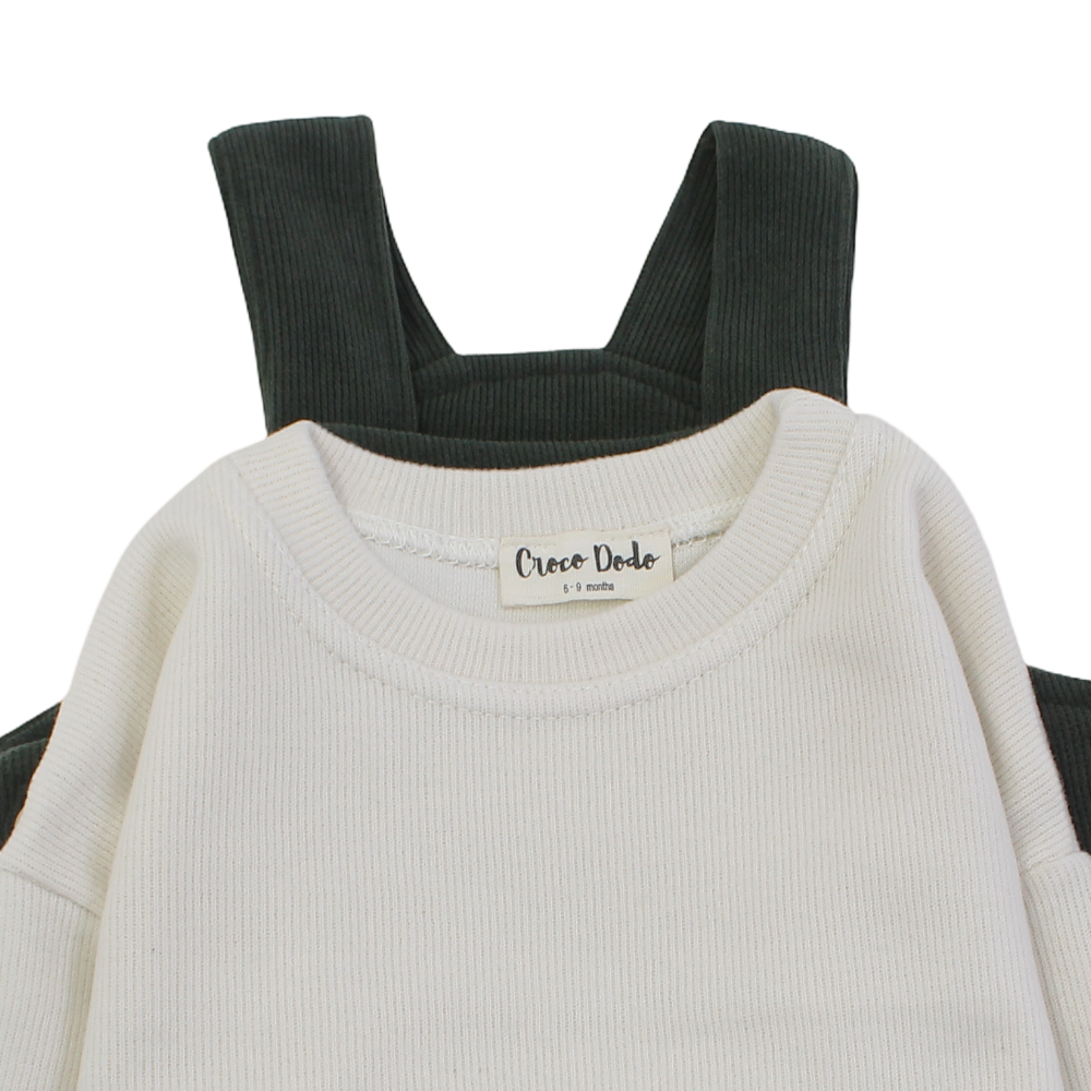 Baby Boys Velvet Double Face 2-Piece Outfit Set – Dark Green with Koala Eembroidery