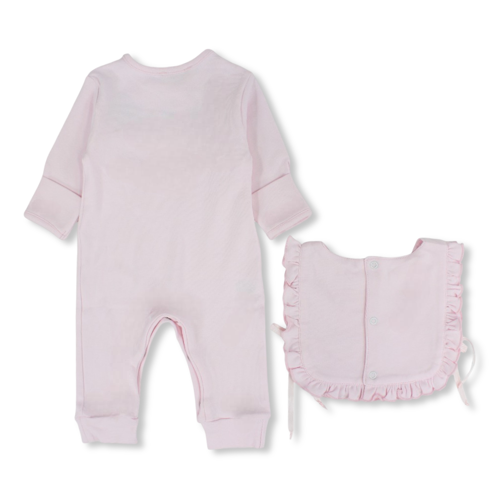 Baby Girls Cotton 2-Piece Footless Onesie – Pink with Butterflies Print