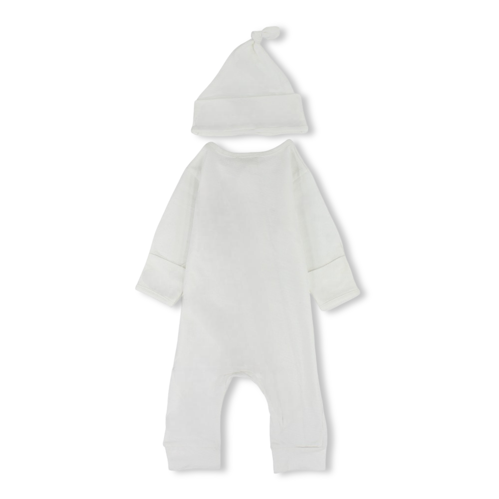 Baby Boys Cotton Footless Onesie – White with "Little Croco" Design
