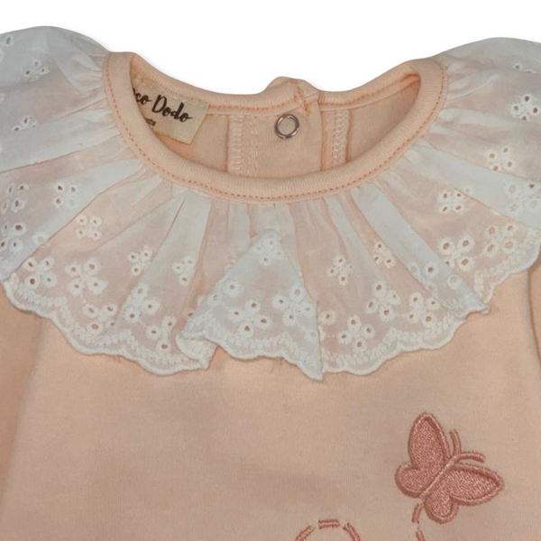 Baby Girls Cotton Flying Freely Footless Onesie – Pink