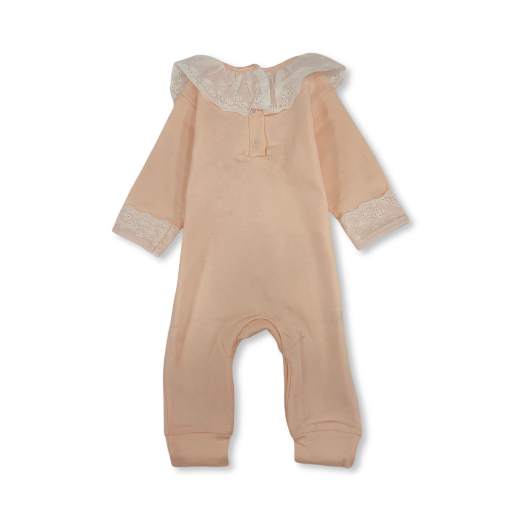 Baby Girls Cotton Footless Onesie – Pink