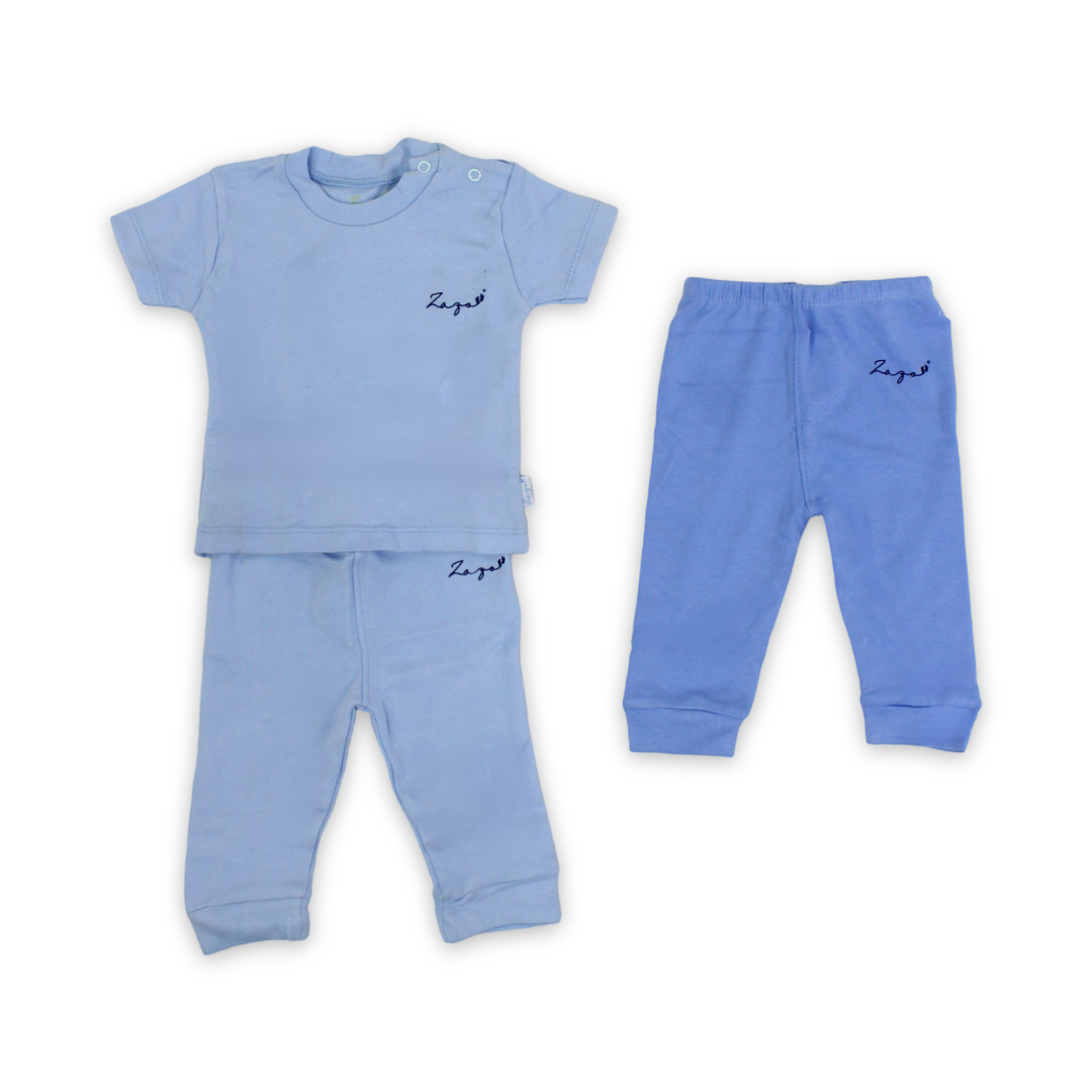 Baby Boys Cotton Pajama – Baby Blue (3 Pcs) - Clothing - Star Dream