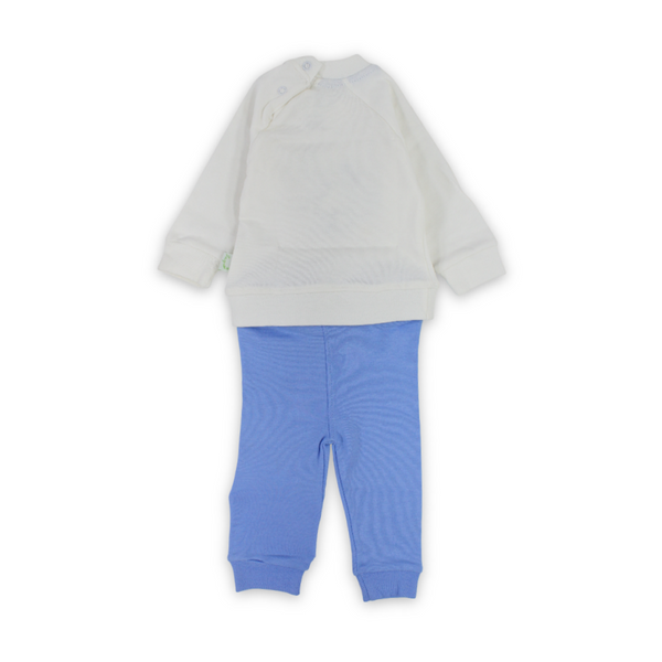 Baby Boys Cotton Pajama – Blue with Elephant Embroidery