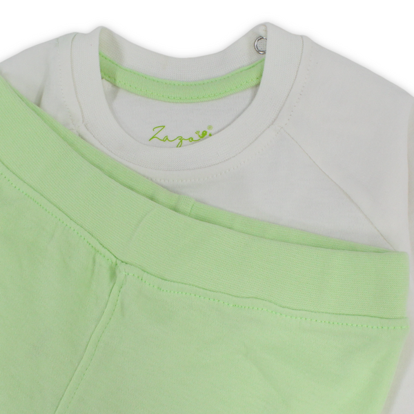 Unisex Baby Cotton Pajama – Mint with Elephant Embroidery