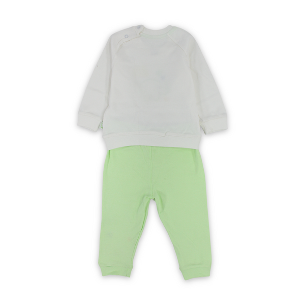 Unisex Baby Cotton Pajama – Mint with Elephant Embroidery
