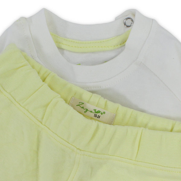 Unisex Baby Cotton Pajama – Yellow with Elephant Embroidery