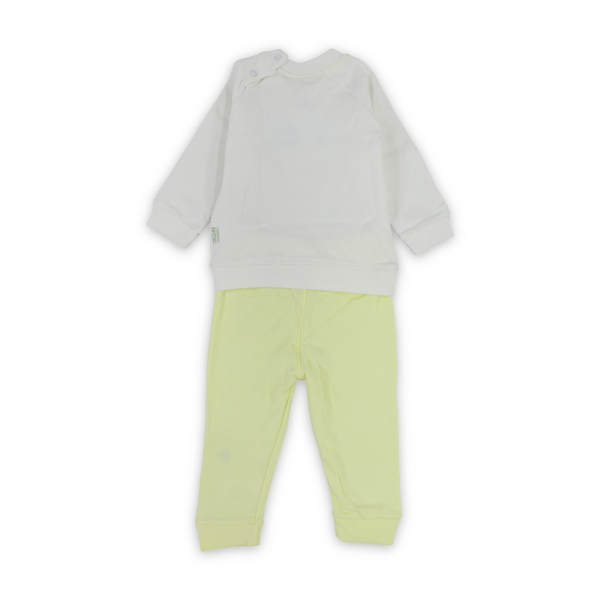 Unisex Baby Cotton Pajama – Yellow with Elephant Embroidery