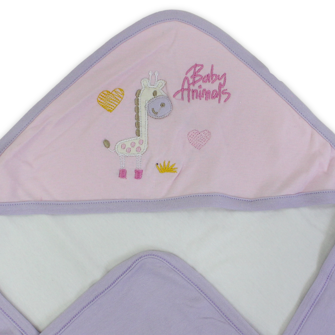 Baby Girls Cotton Baby Blanket – Giraffe Embroidery