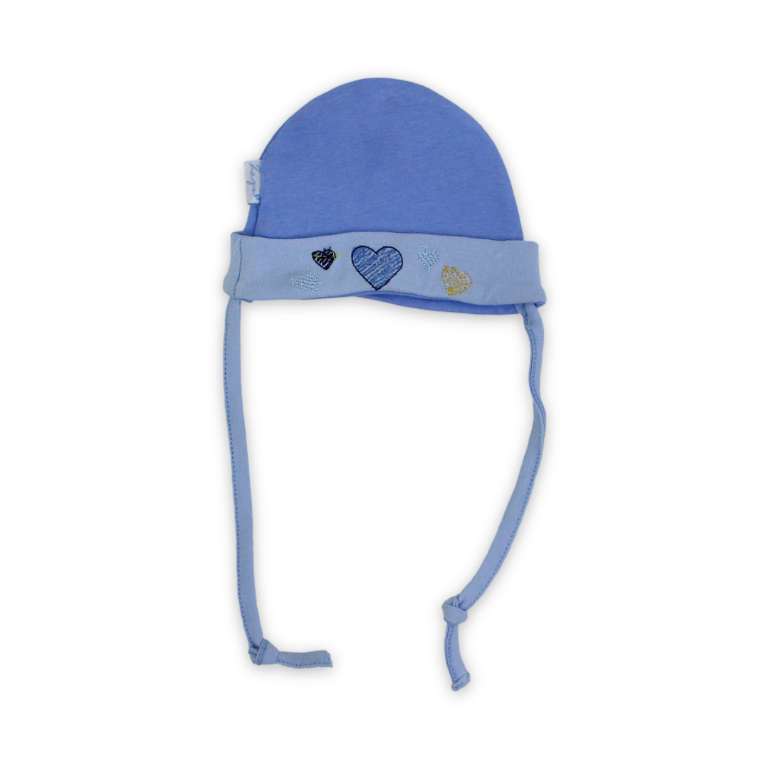 Baby Boys Cotton Beanie – Heart Embroidery