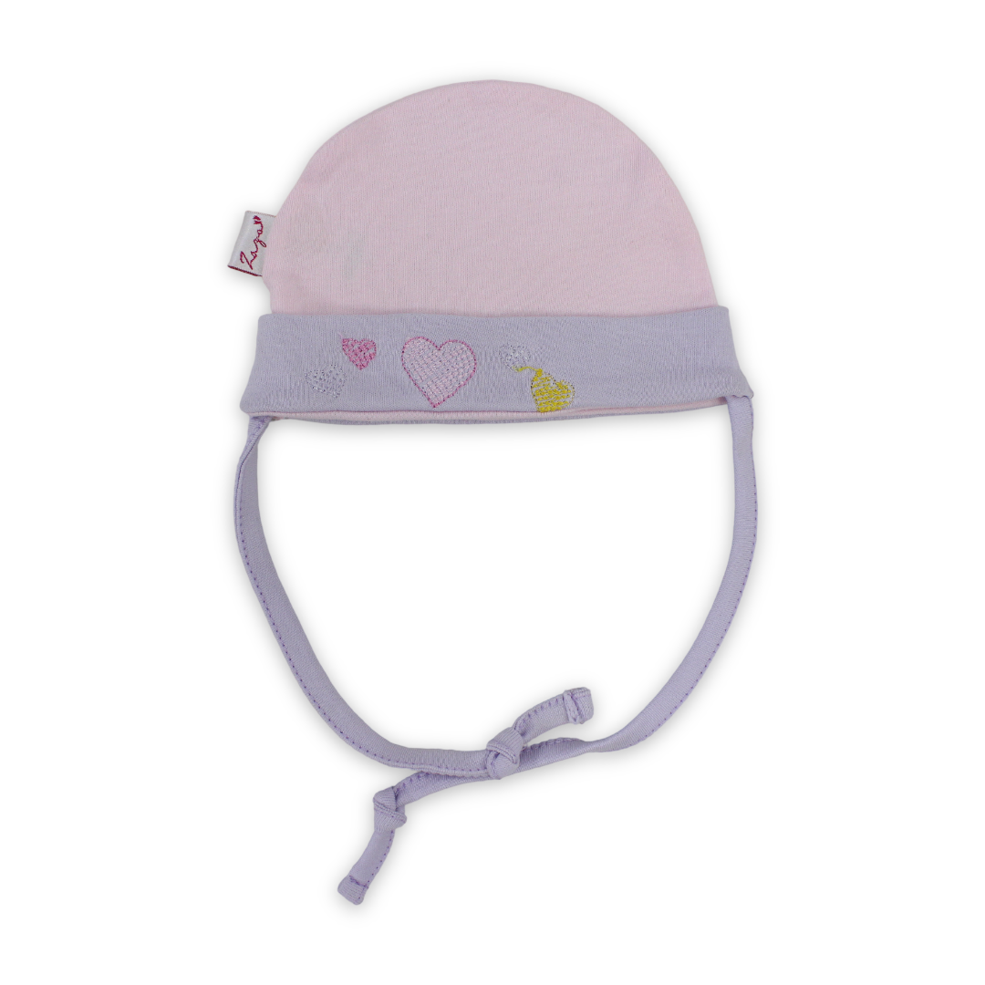 Baby Girls Cotton Beanie – Heart Embroidery - Clothing - Star Dream