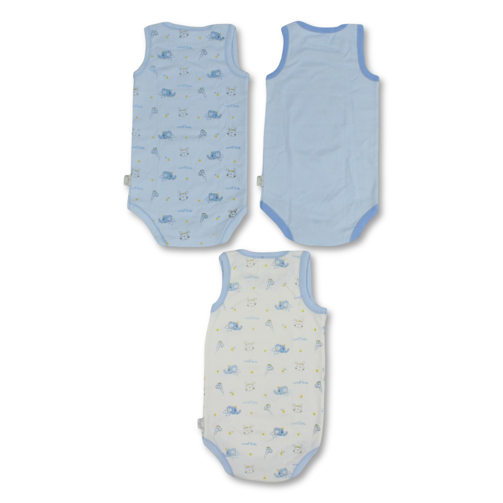 Baby Boys Cotton Underwear Bodysuit – Multicolor with Animal design (Pack of 3)