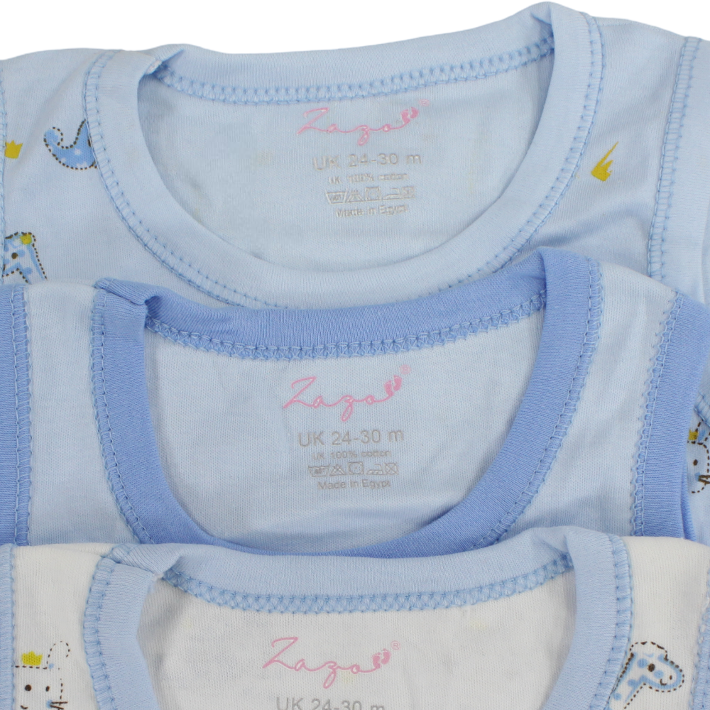 Baby Boys Cotton Underwear Bodysuit – Multicolor with Animal design (Pack of 3)