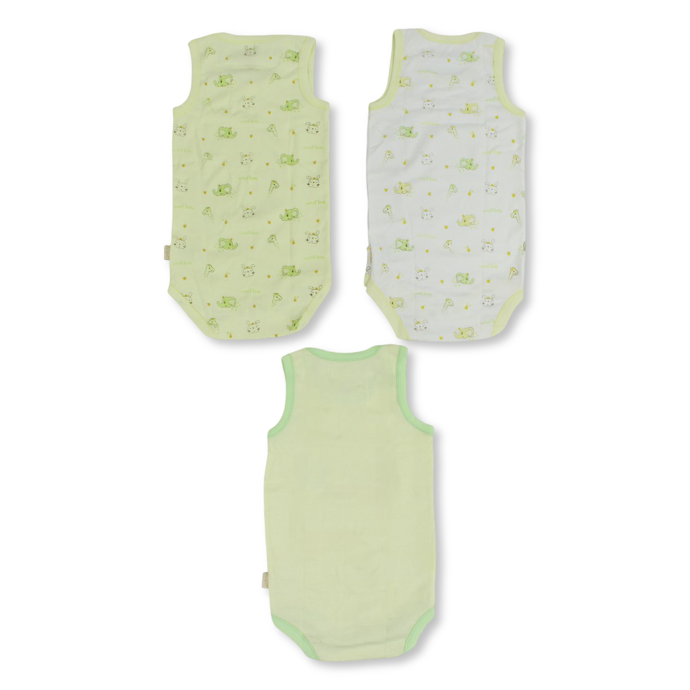 Unisex Baby Cotton Underwear Bodysuit with Animals Print –  Pack Of 3