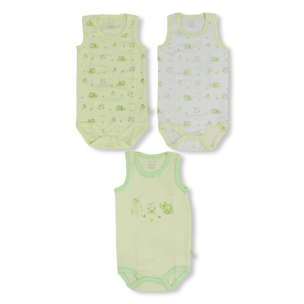 Unisex Baby Cotton Underwear Bodysuit with Animals Print –  Pack Of 3