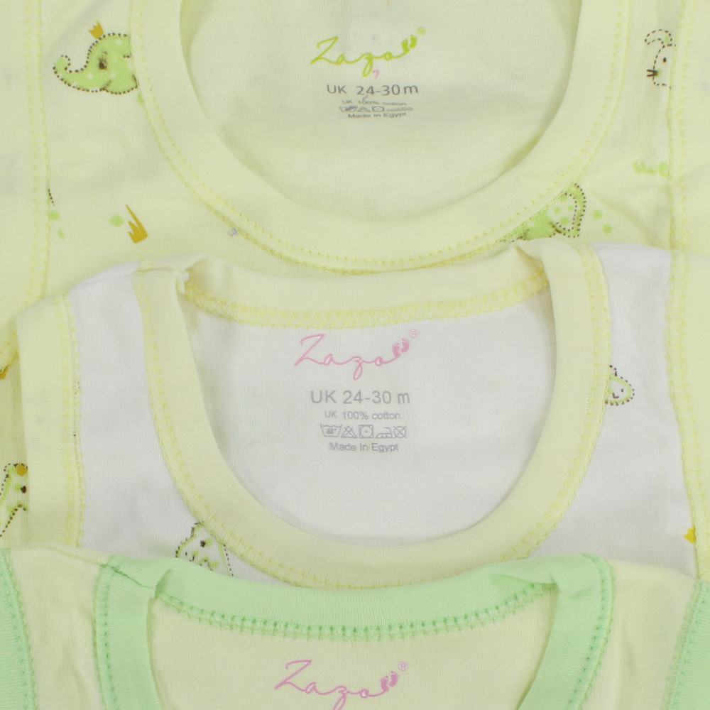 Unisex Baby Cotton Underwear Bodysuit with Animals Print –  Pack Of 3