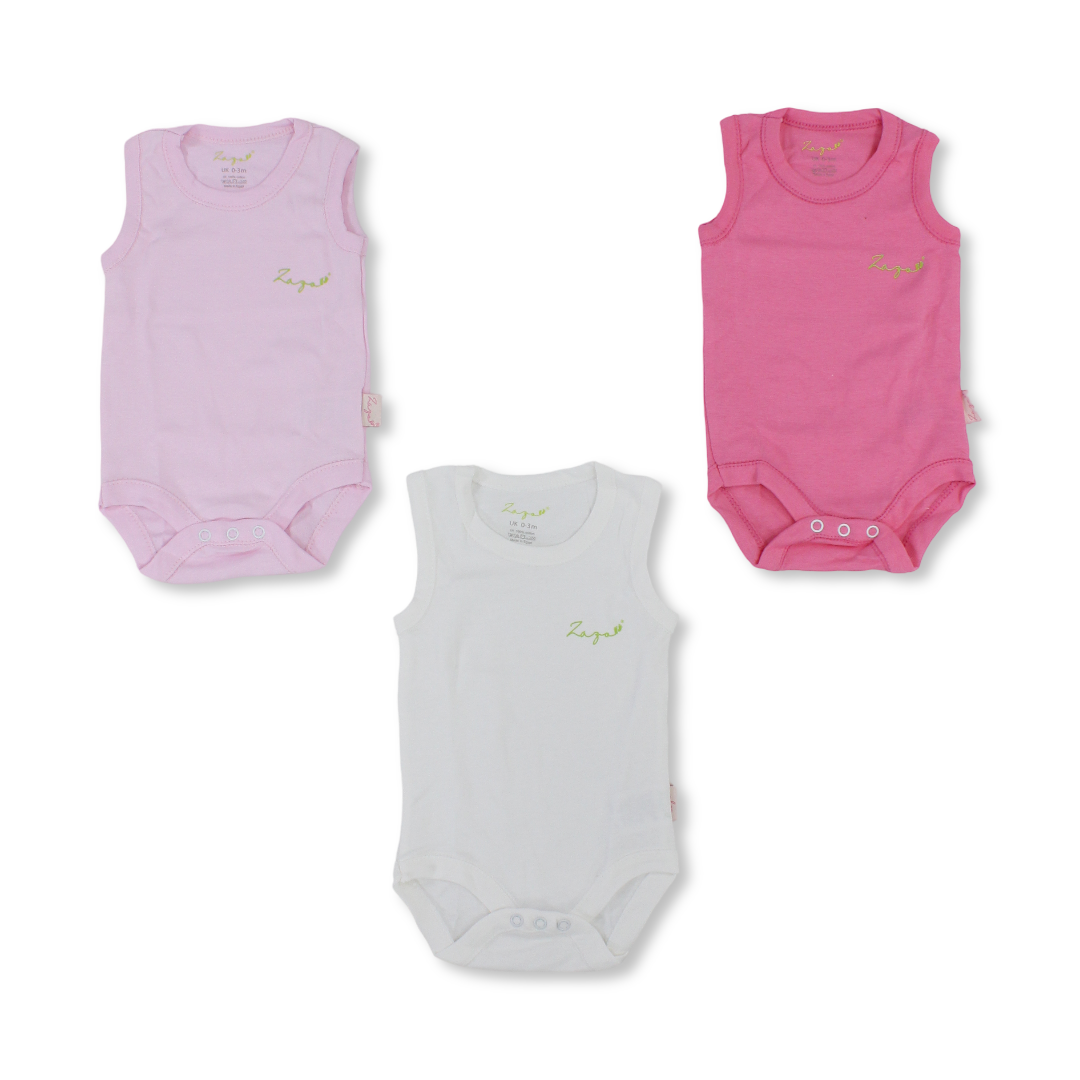Baby Girls Cotton Bodysuit Multicolor – Pack Of 3