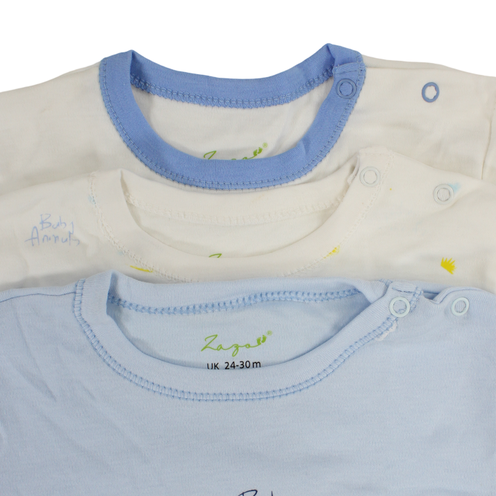 Baby Boys Cotton Short-Sleeved Underwear Bodysuits – Multicolor with Giraffe Design (Pack of 3)