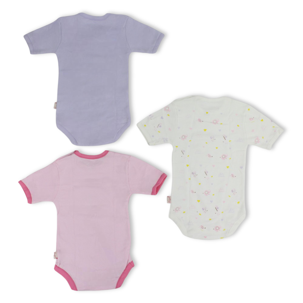 Baby Girls Cotton Short-Sleeved Underwear Bodysuit – Pack Of 3