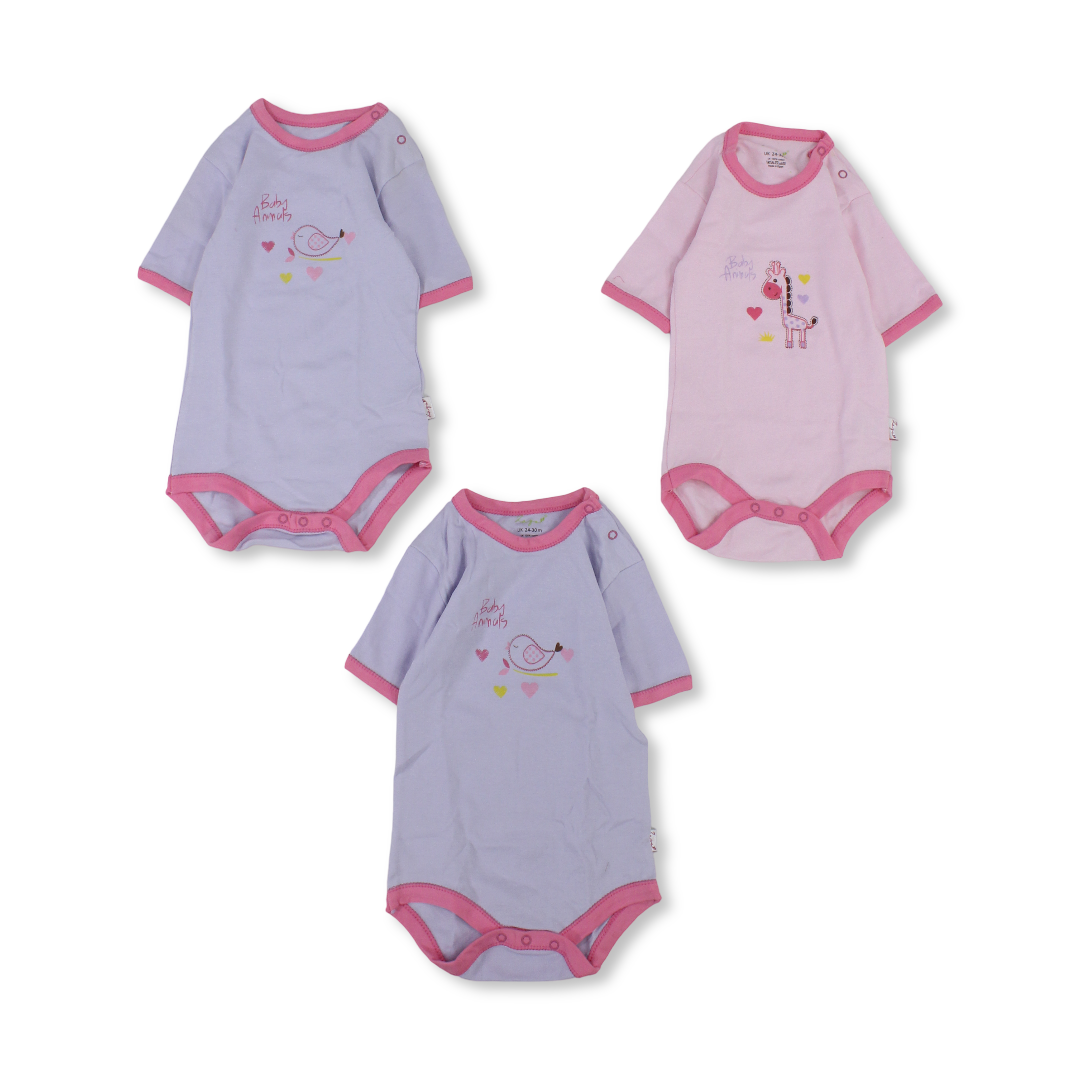 Baby Girls Cotton Short-Sleeved Underwear Bodysuit – Pack Of 3
