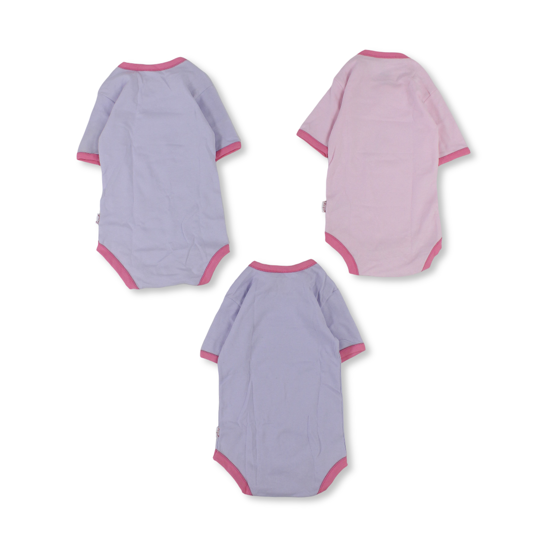 Baby Girls Cotton Short-Sleeved Underwear Bodysuit – Pack Of 3