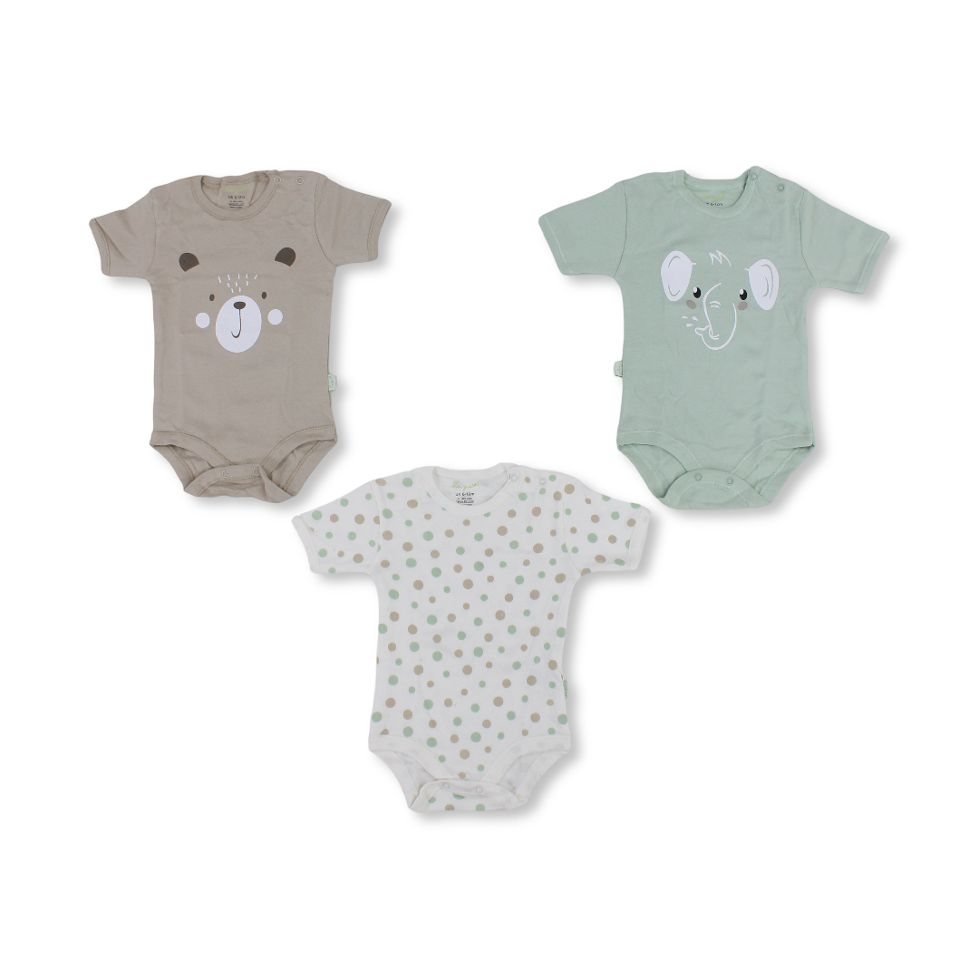 Unisex Baby Cotton Short-Sleeved Underwear Bodysuit – Pack Of 3