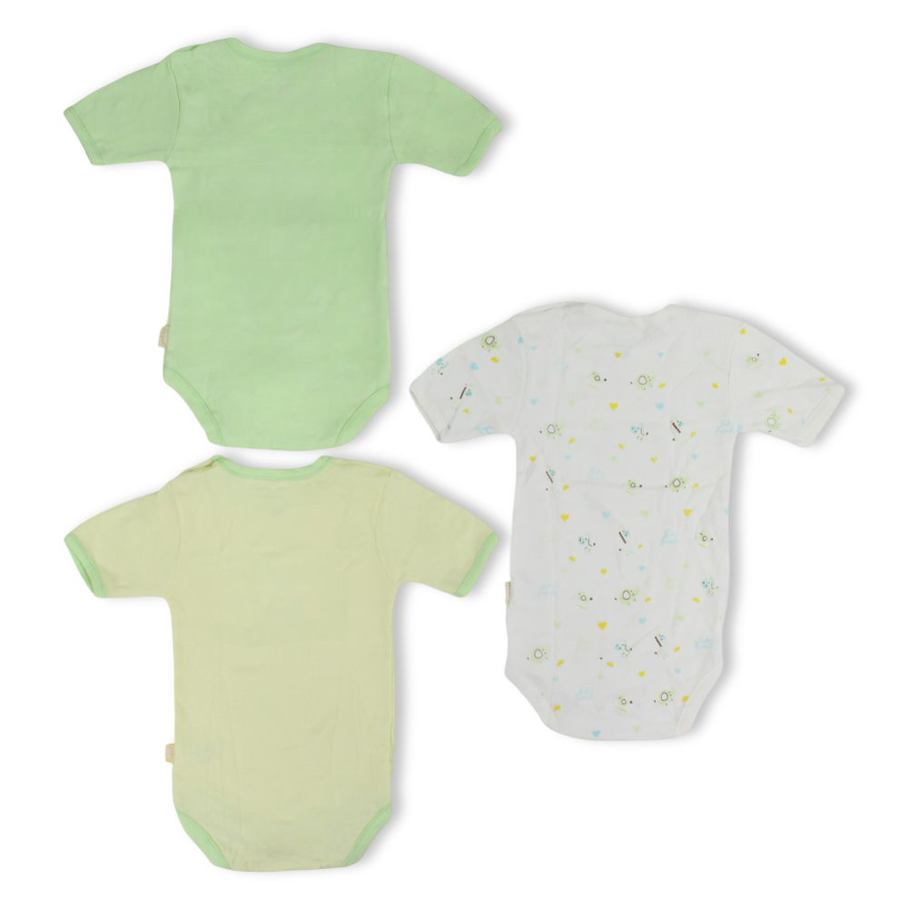 Unisex Baby Cotton Short-Sleeved Underwear Bodysuit – Pack Of 3