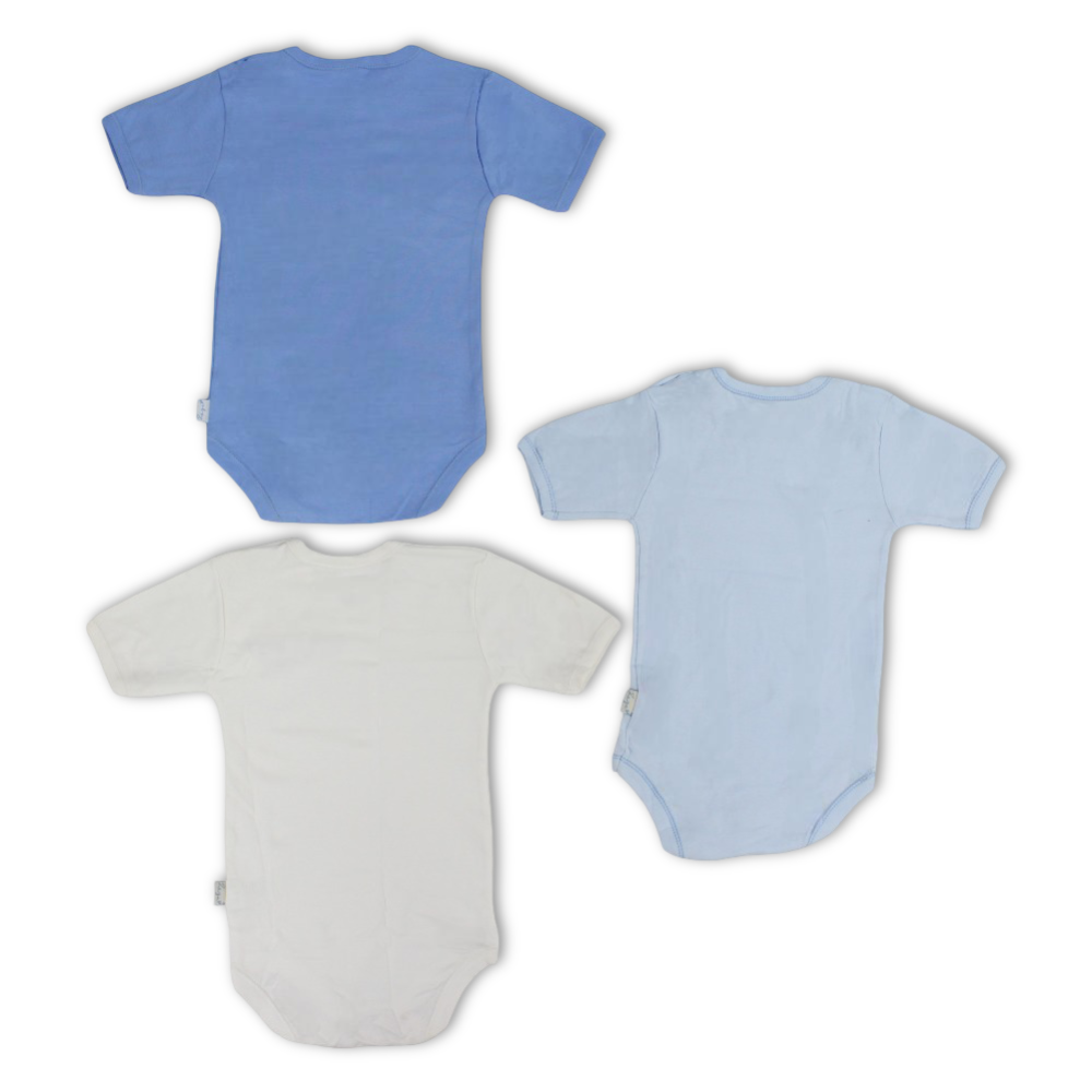 Baby Boys Cotton Short-Sleeved Underwear Bodysuit – Pack Of 3