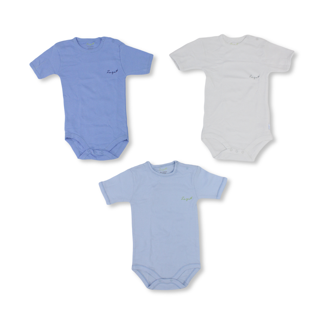 Baby Boys Cotton Short-Sleeved Underwear Bodysuit – Pack Of 3
