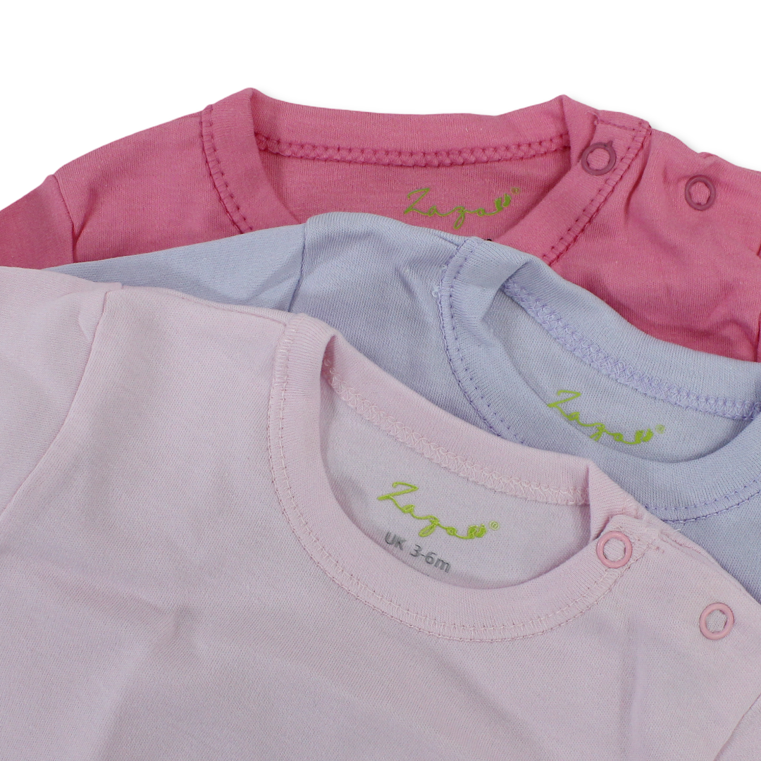 Baby Girls Cotton Short-Sleeved Bodysuit Multicolor – Pack Of 3