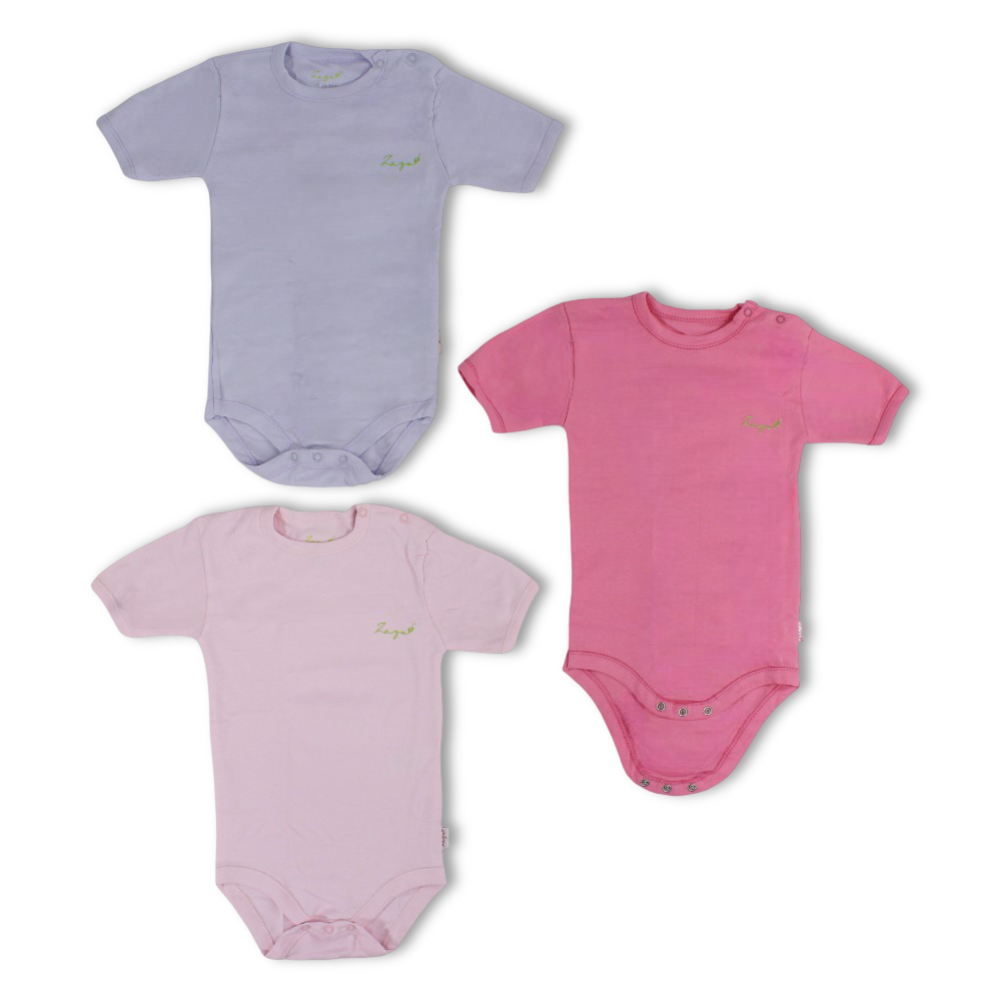 Baby Girls Cotton Short-Sleeved Bodysuit Multicolor – Pack Of 3