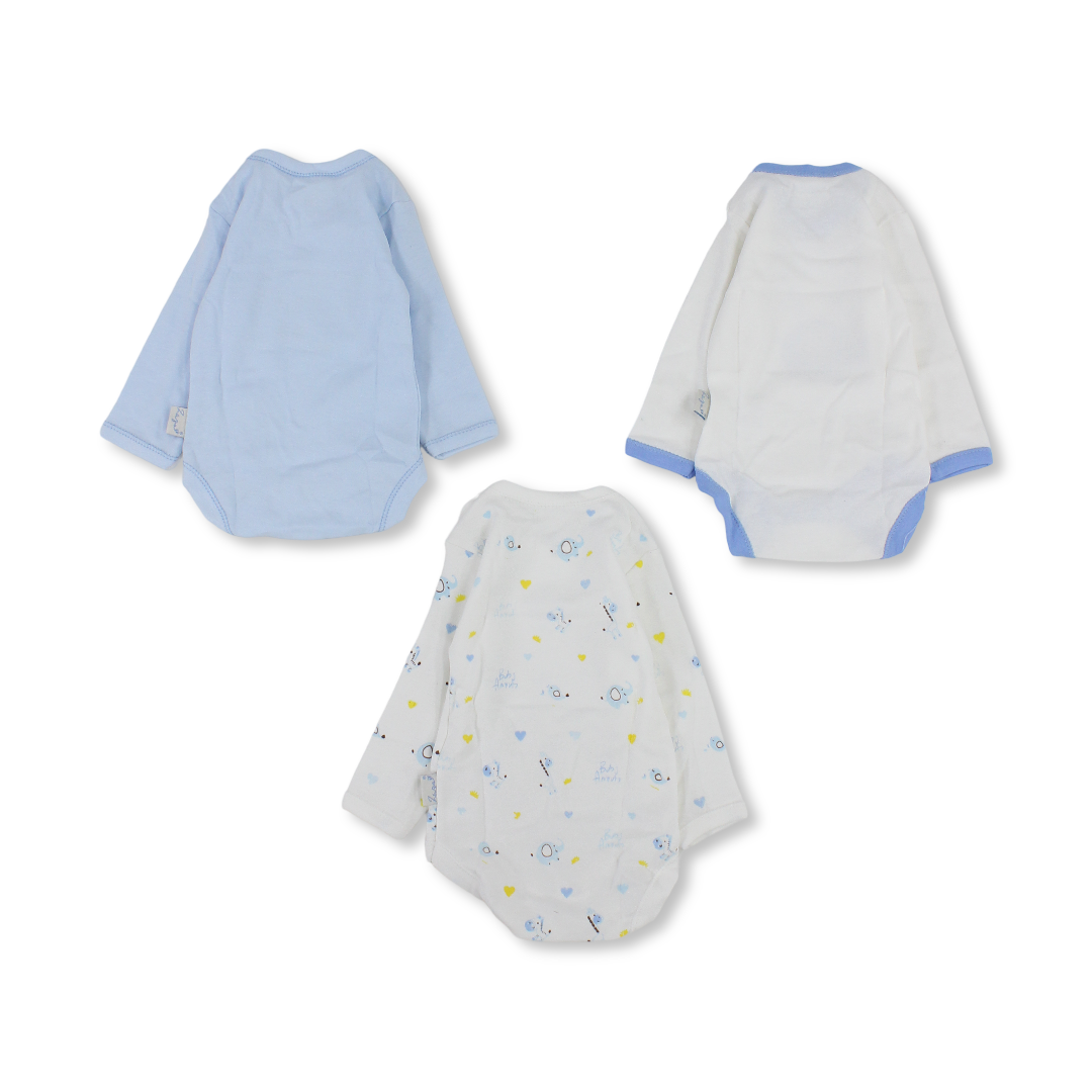 Baby Boys Cotton Long-Sleeved Underwear Bodysuit – Pack Of 3