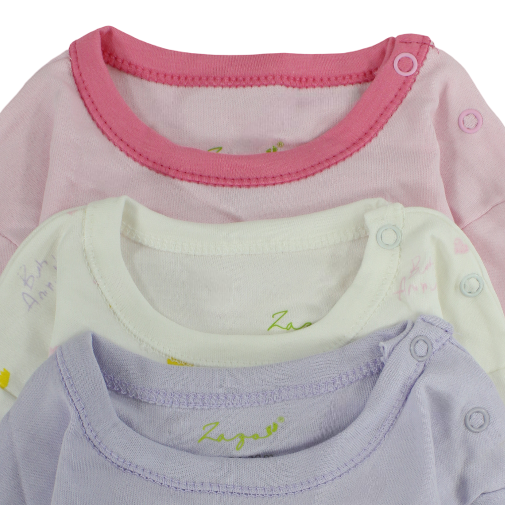 Baby Girls Cotton Long-Sleeved Underwear Bodysuit – Pack Of 3