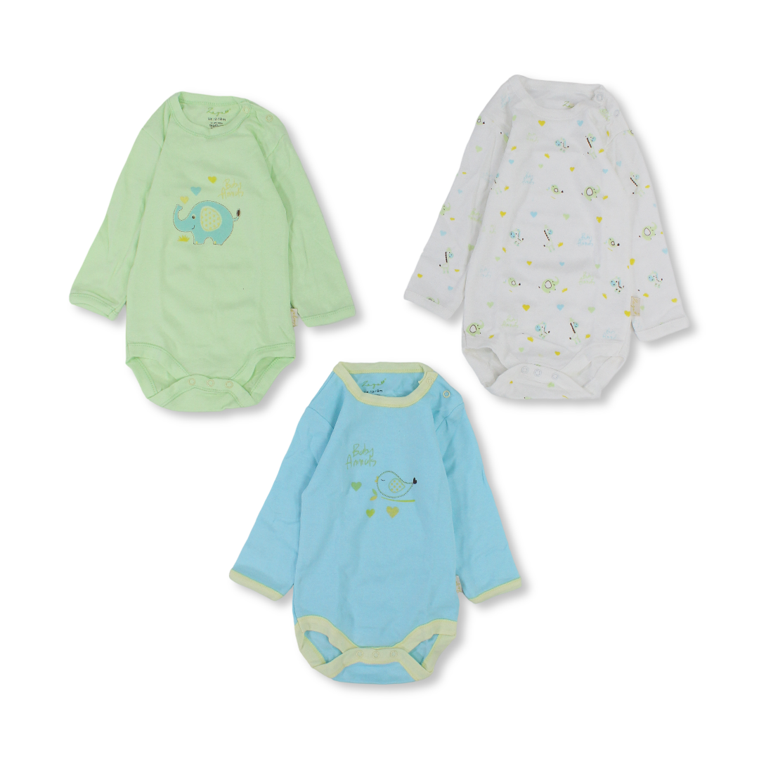 Unisex Baby Cotton Long-Sleeved Underwear Bodysuit – Pack Of 3