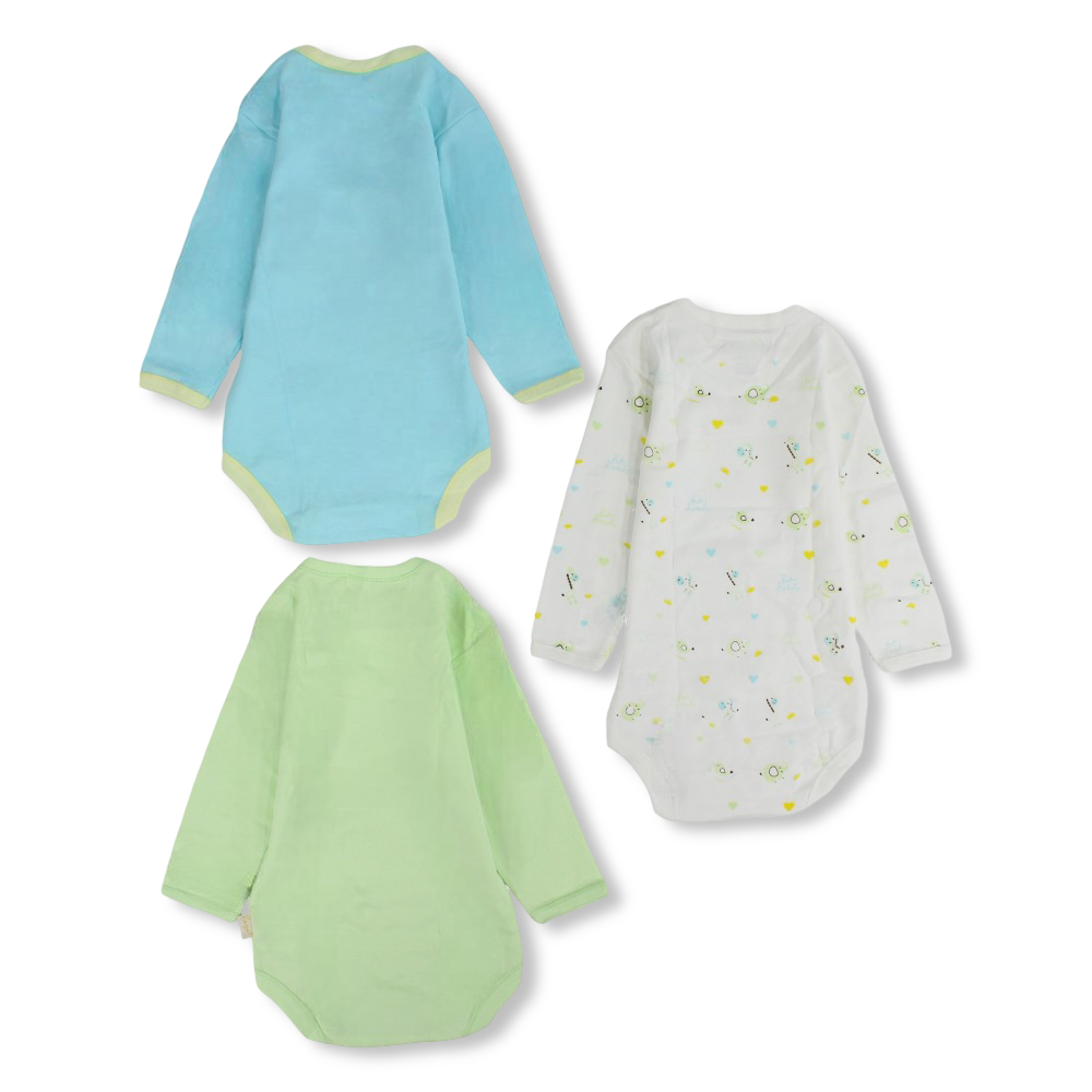 Unisex Baby Cotton Long-Sleeved Underwear Bodysuit – Pack Of 3