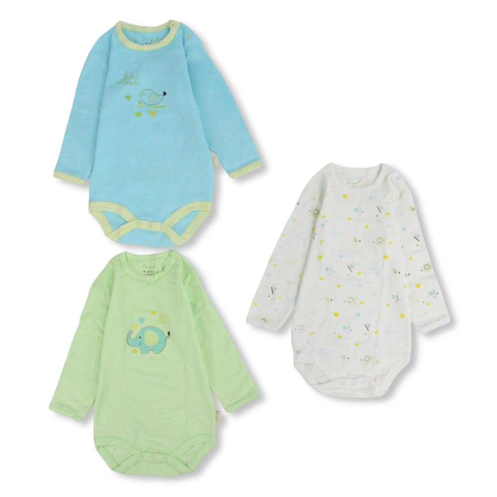 Unisex Baby Cotton Long-Sleeved Underwear Bodysuit – Pack Of 3