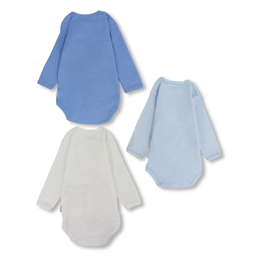 Baby Boys Cotton Long-Sleeved Underwear Bodysuit – Pack Of 3