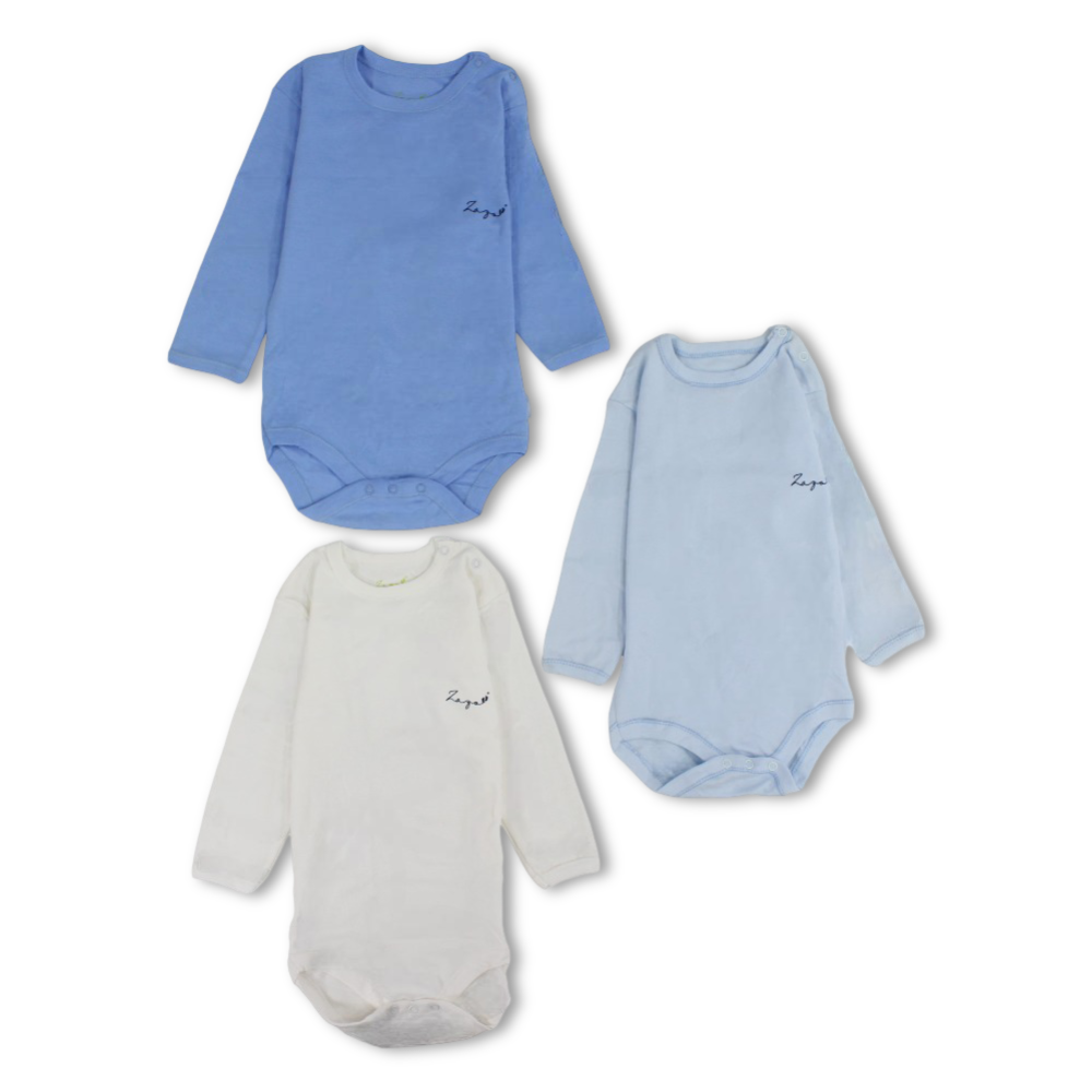 Baby Boys Cotton Long-Sleeved Underwear Bodysuit – Pack Of 3
